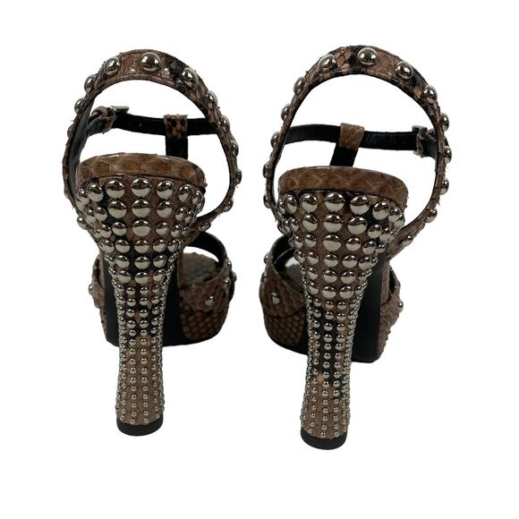Michael Kors Rosanna Sandals Genuine Python Studded Size 37.5 - Picture 9 of 12